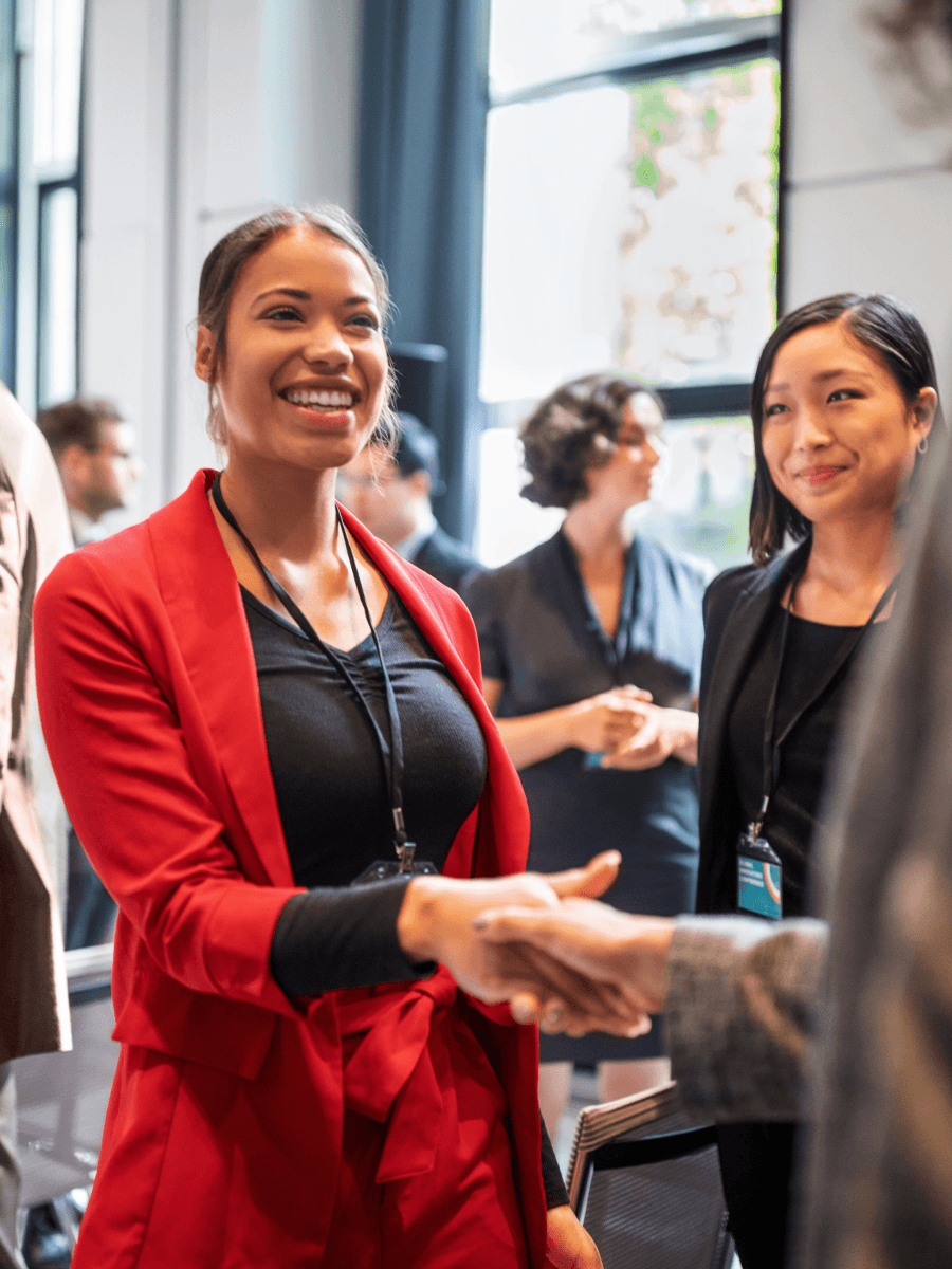 Shaking hands at an event