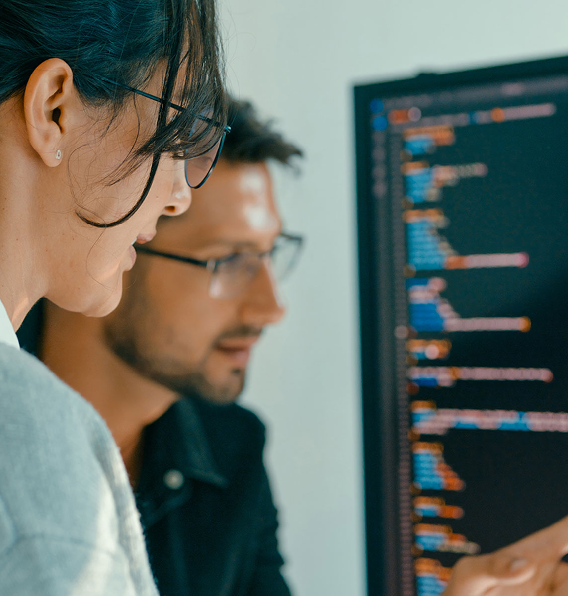 Software team working together