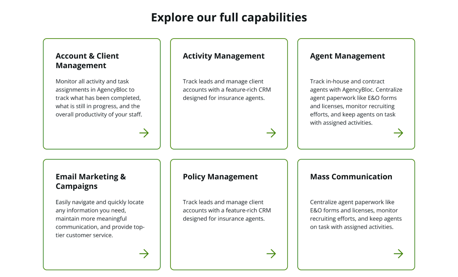 screenshot of categories listing pag