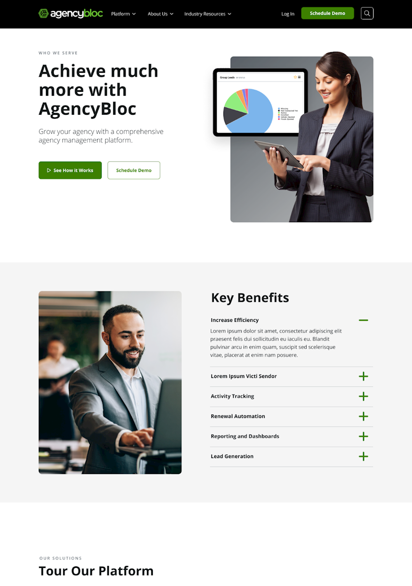 screenshot of site platform overview page